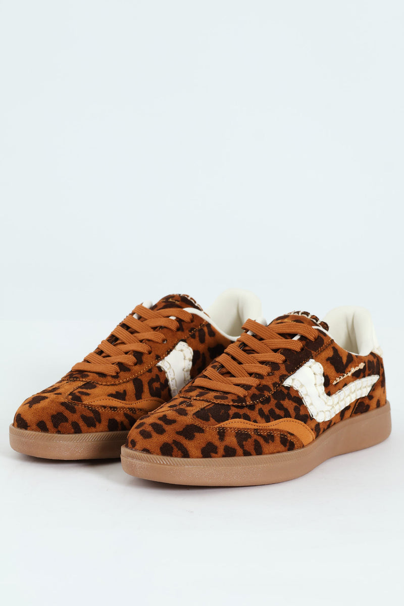 All Over Leopard Print Gum Outsole Sneaker - Brown