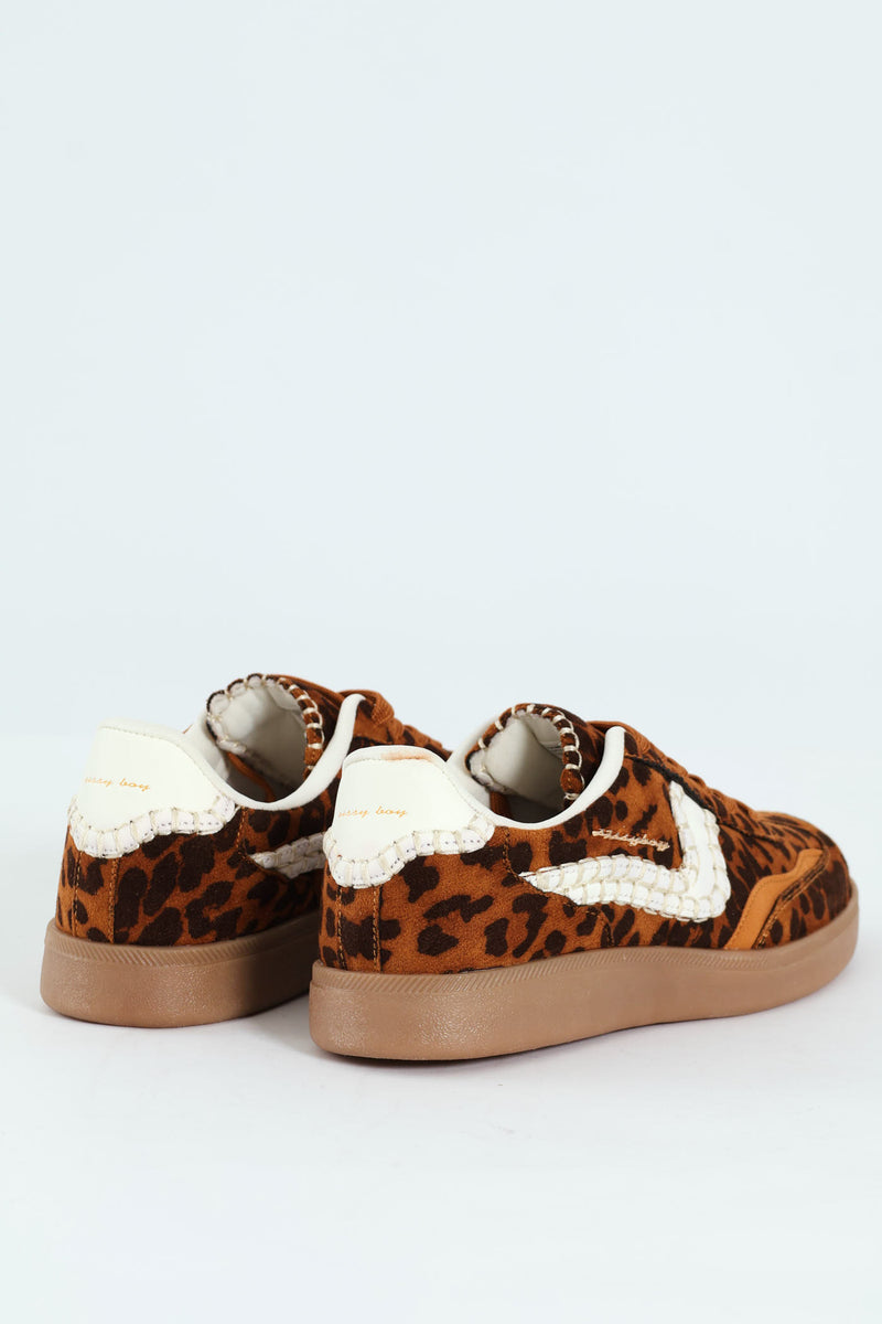 All Over Leopard Print Gum Outsole Sneaker - Brown
