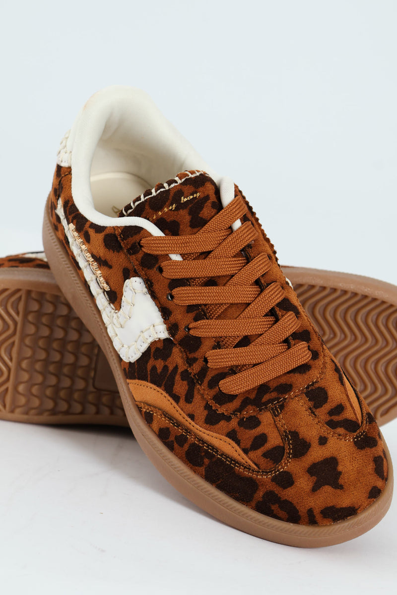 All Over Leopard Print Gum Outsole Sneaker - Brown