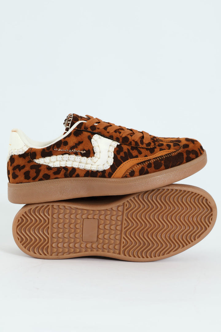 All Over Leopard Print Gum Outsole Sneaker - Brown