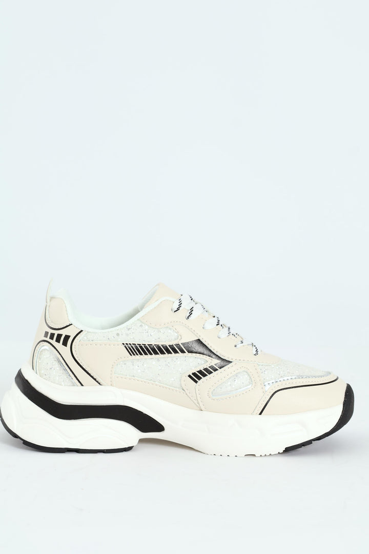 Chunky Glitter Sneaker - White