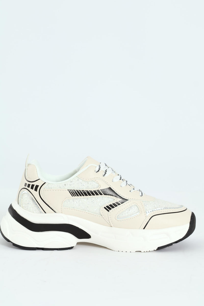 Chunky Glitter Sneaker - White