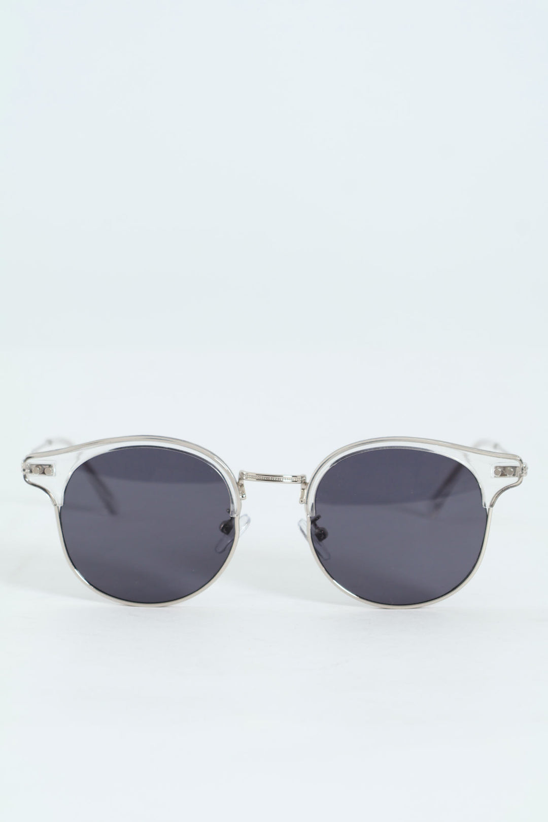Thin Metal Arm Clubmaster Sunglasses - Silver