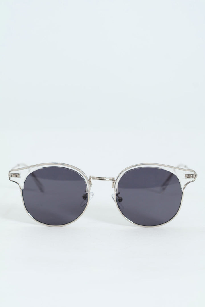 Thin Metal Arm Clubmaster Sunglasses - Silver