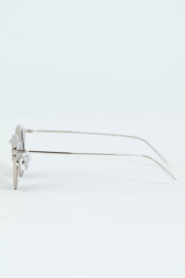 Thin Metal Arm Clubmaster Sunglasses - Silver