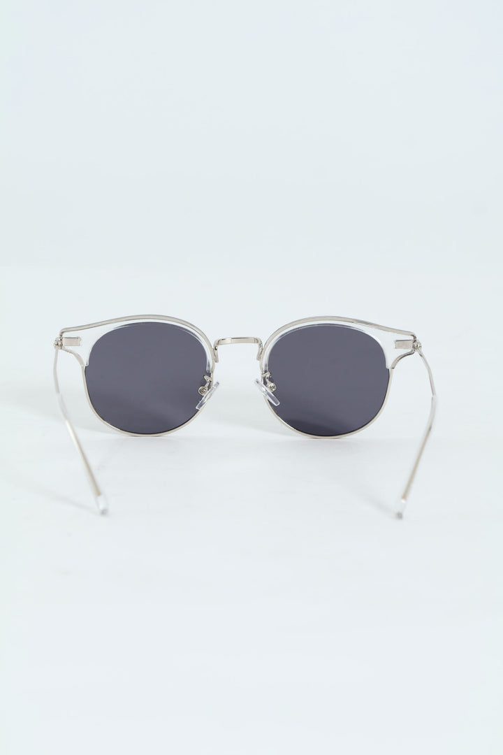Thin Metal Arm Clubmaster Sunglasses - Silver