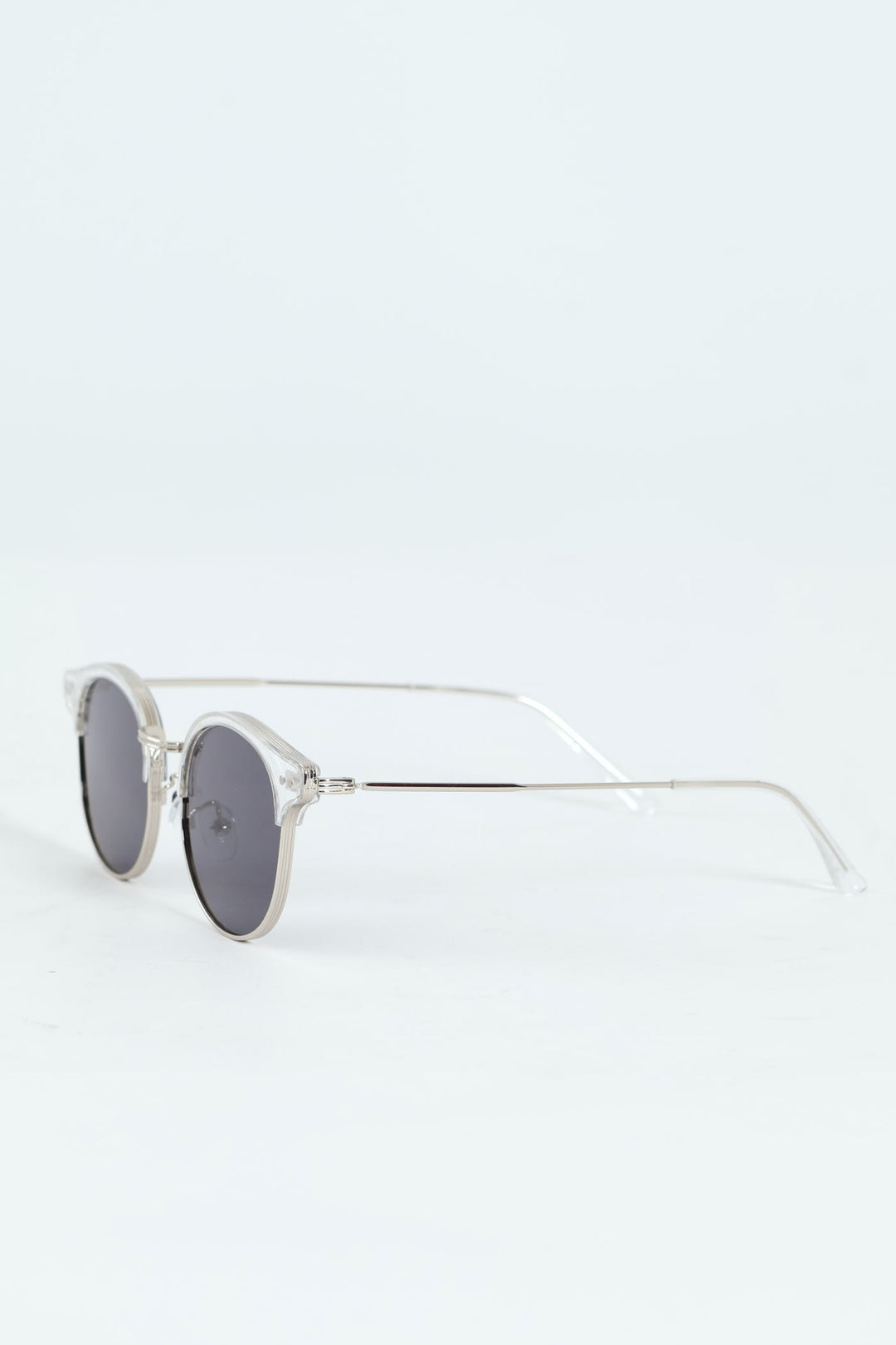 Thin Metal Arm Clubmaster Sunglasses - Silver