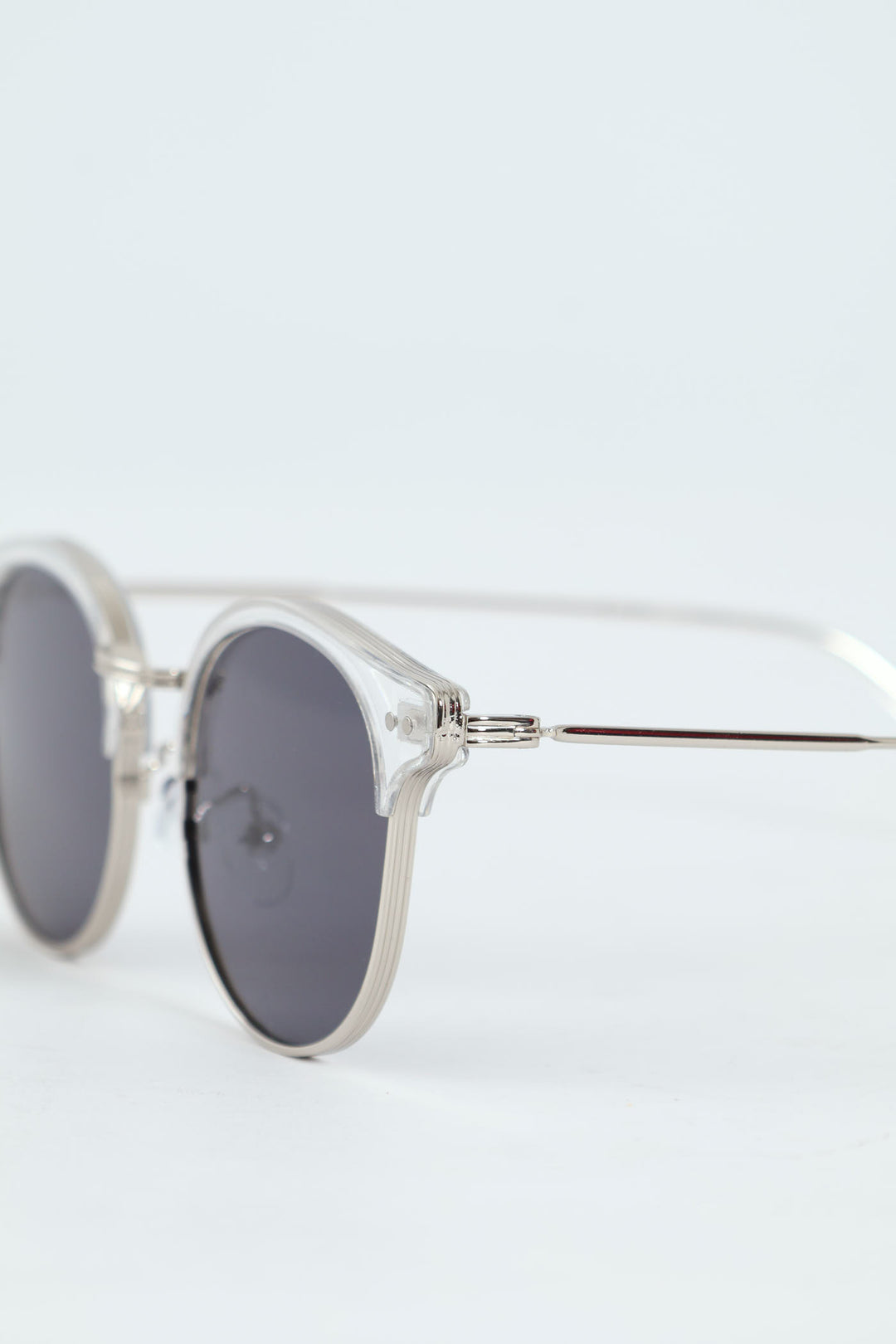 Thin Metal Arm Clubmaster Sunglasses - Silver