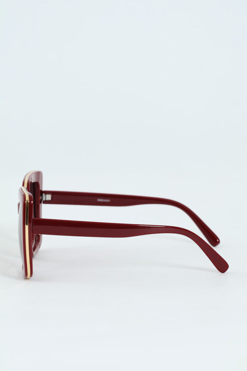 Large Square Smoke Gradient Sunglasses - Burgundy