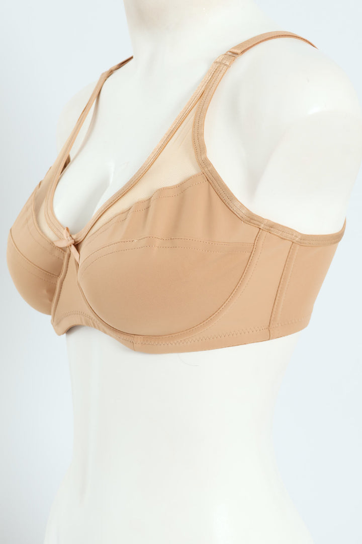 Mesh Trim Minimiser Bra - Beige