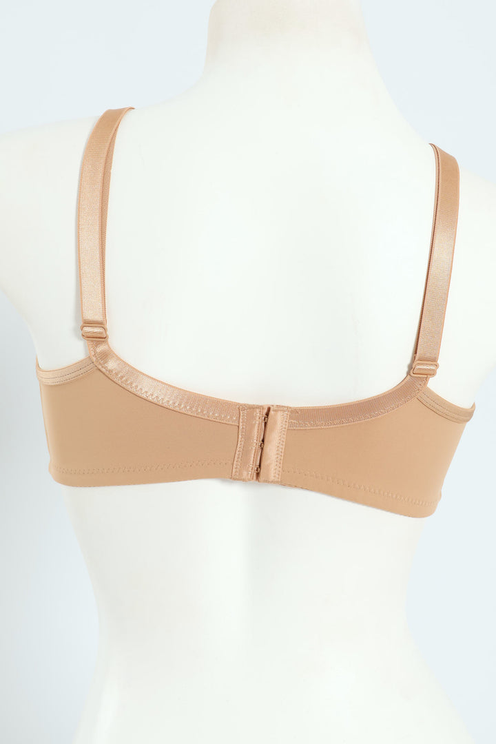 Mesh Trim Minimiser Bra - Beige