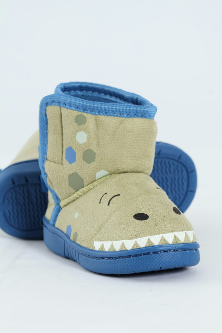 Pre-Boys Dino Slipper Boot - Sage