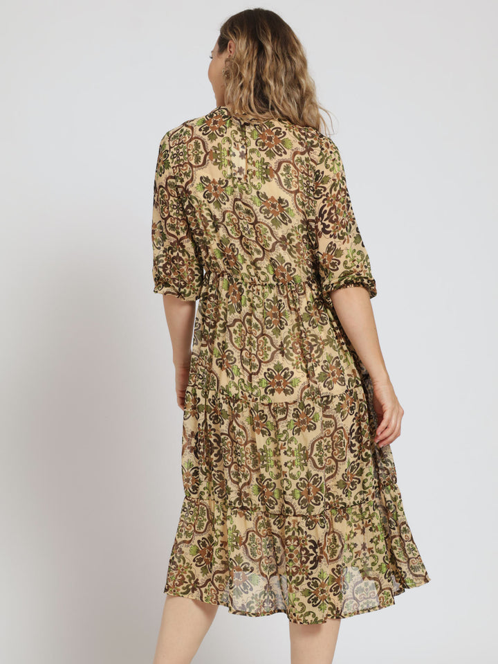 Chiffon Tier Dress - Beige