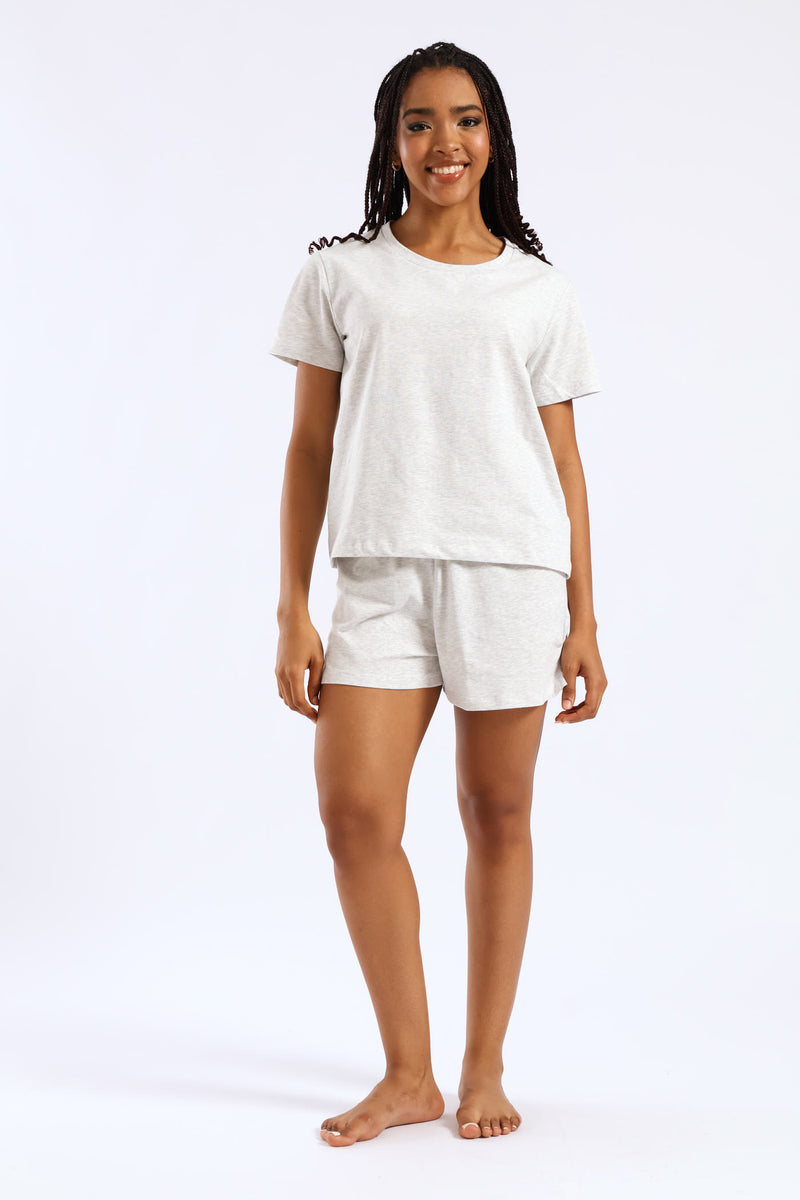 Knit Short Sleep Set - Grey Melange