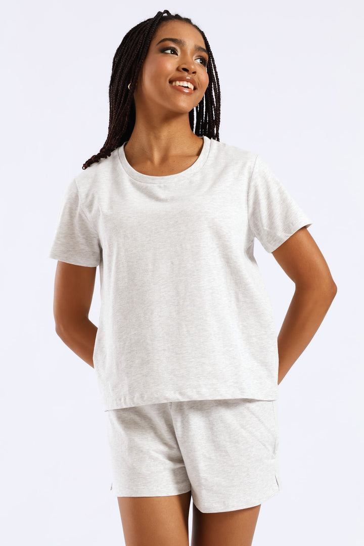 Knit Short Sleep Set - Grey Melange