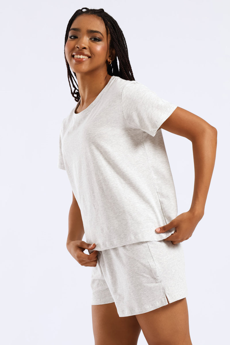 Knit Short Sleep Set - Grey Melange