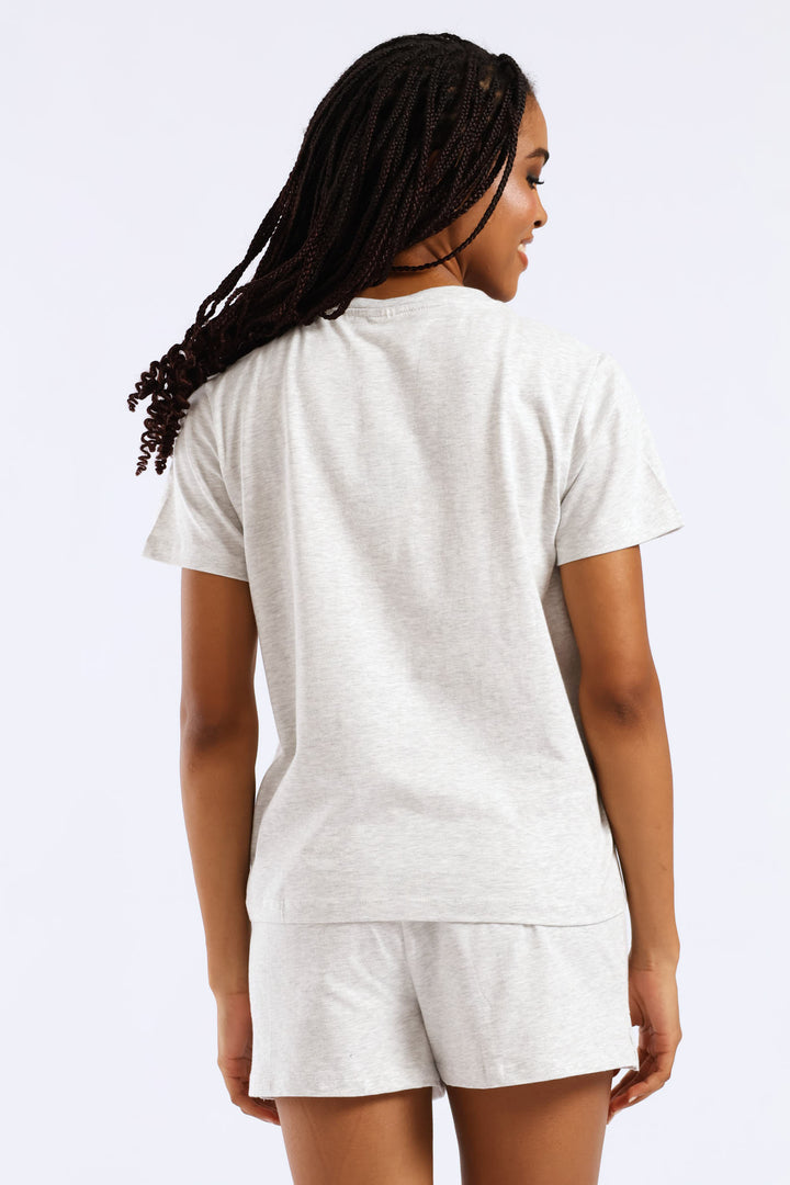 Knit Short Sleep Set - Grey Melange