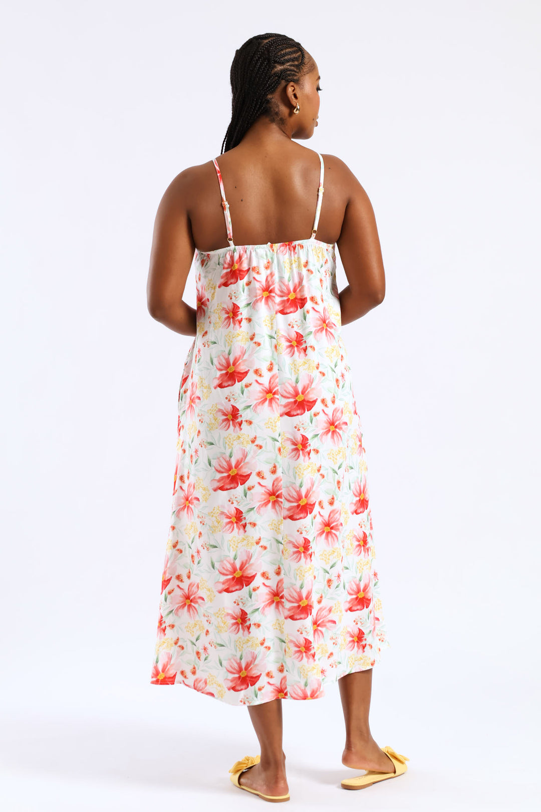 Strappy A-Line Slip Midi Dress - Multi