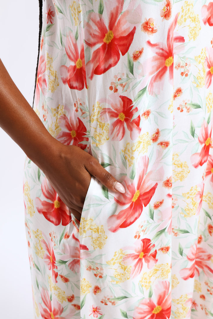 Strappy A-Line Slip Midi Dress - Multi