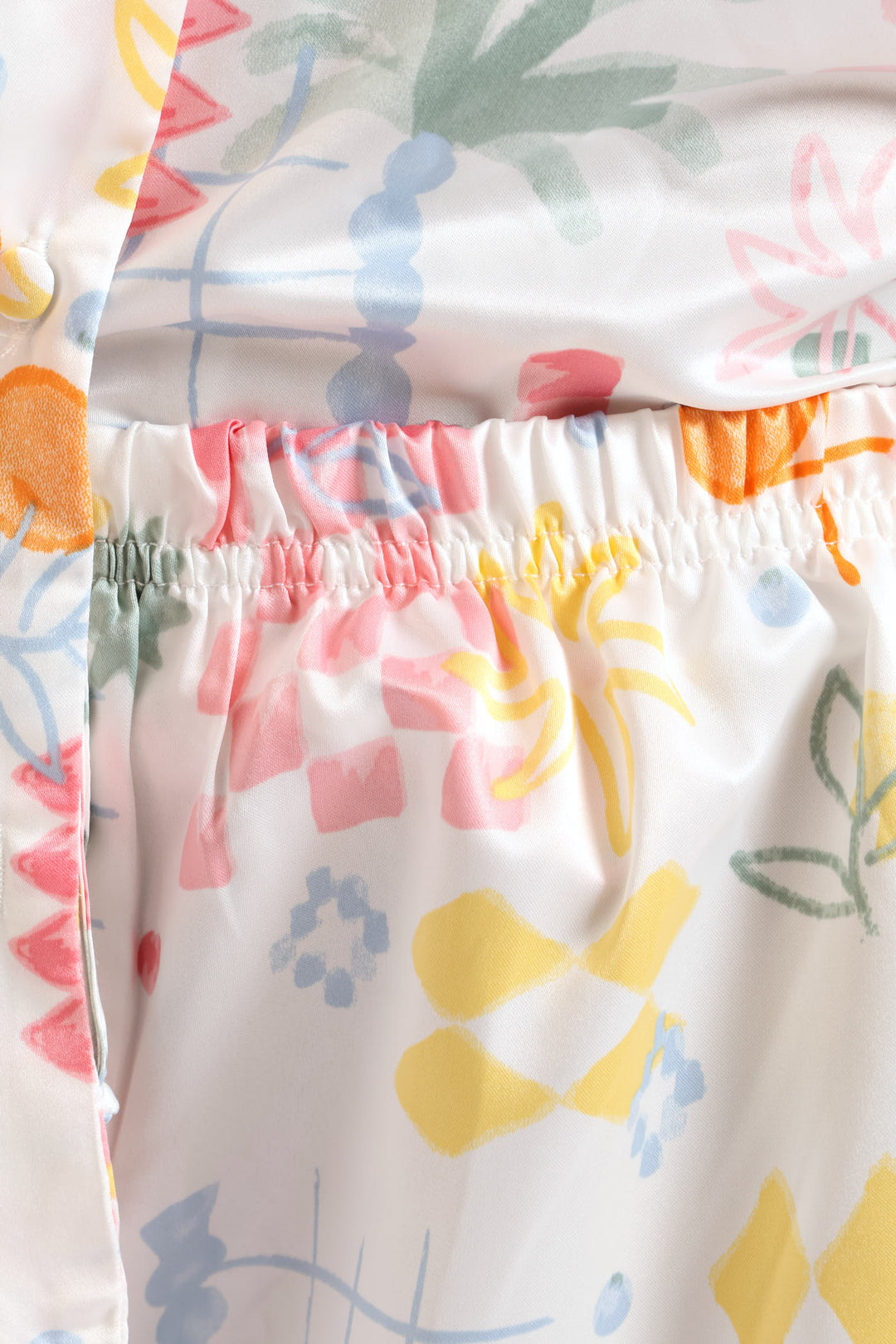 Button Through & Satin Short Set - Multi