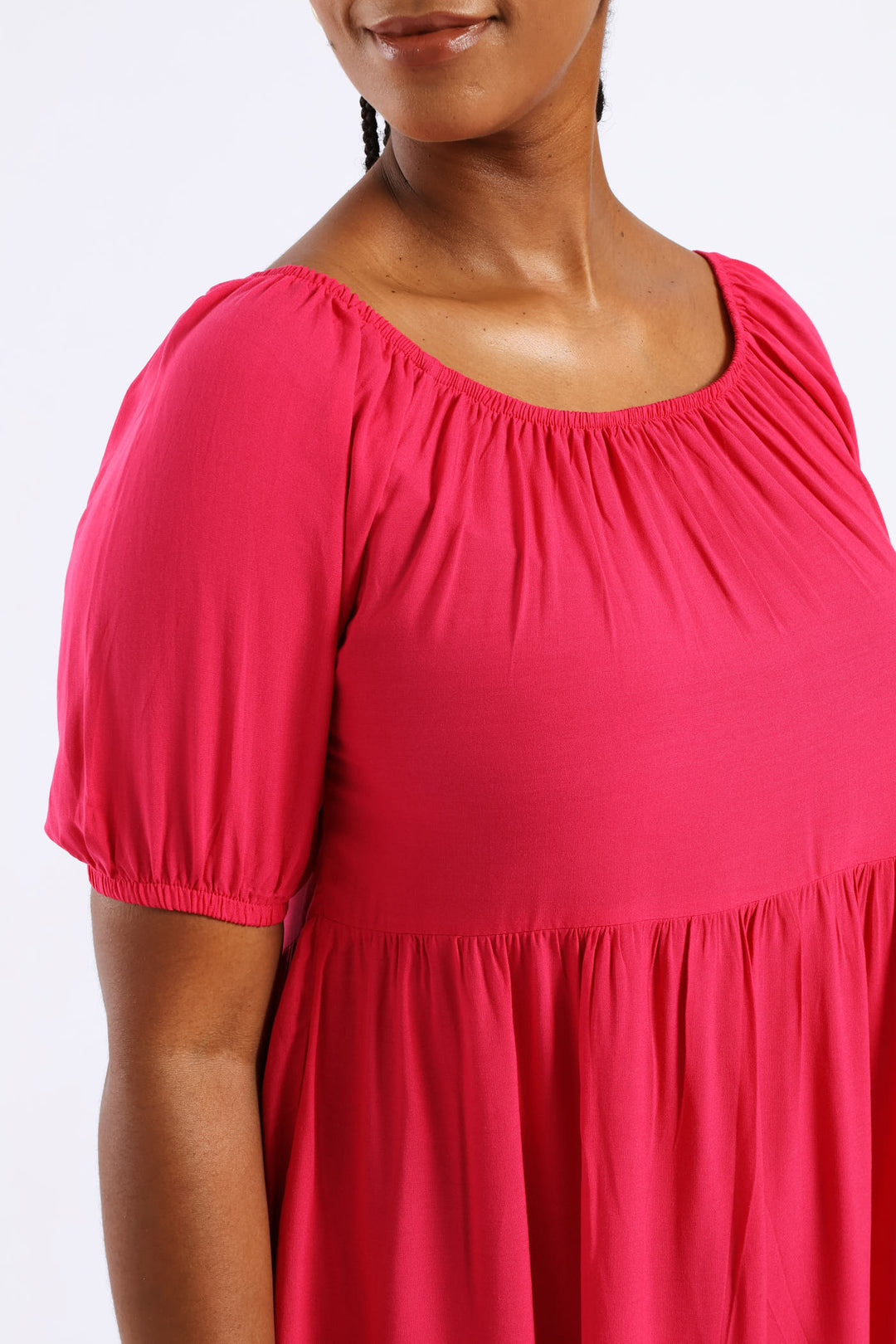 Tiered Gypsy Mini Dress - Magenta