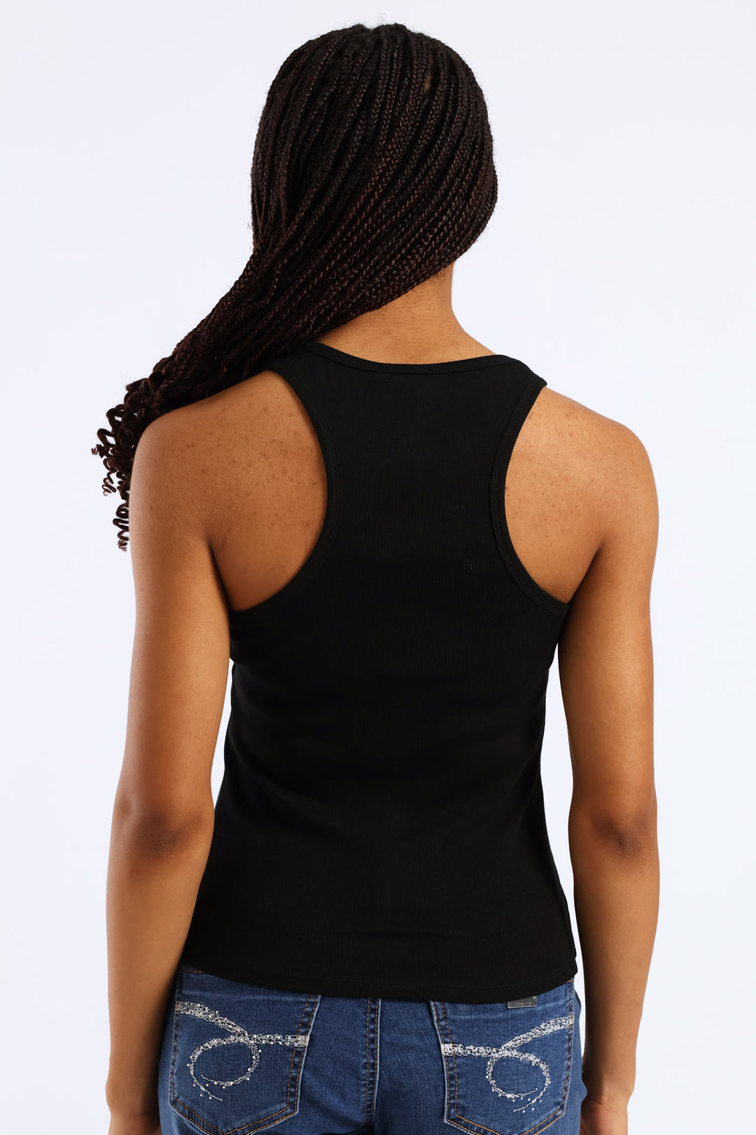 Clear Vision Rib Knit Bling Logo Racer Vest - Black