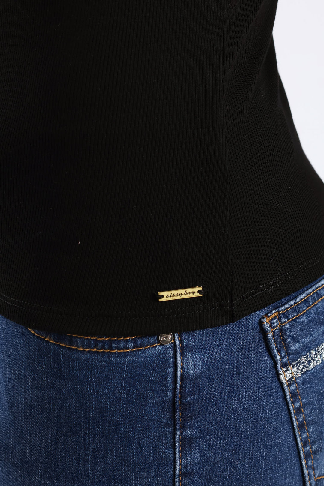 Clear Vision Rib Knit Bling Logo Racer Vest - Black