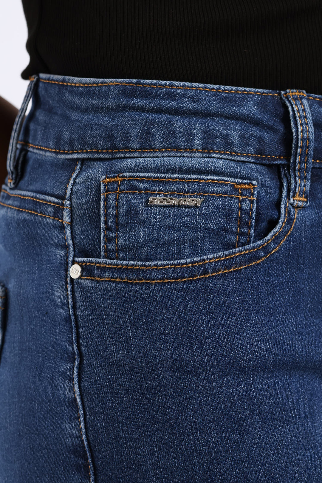 Mid Waist Capri Denim With Side Seam Slit & Back Pocket - Mid Blue