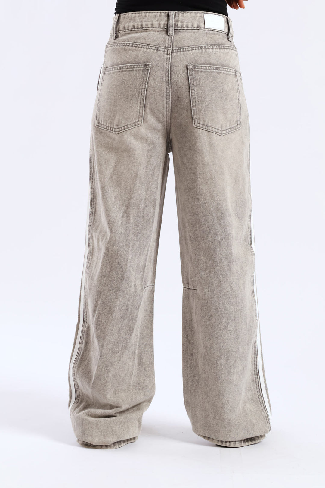 Side Stripe Balloon Jean - Grey