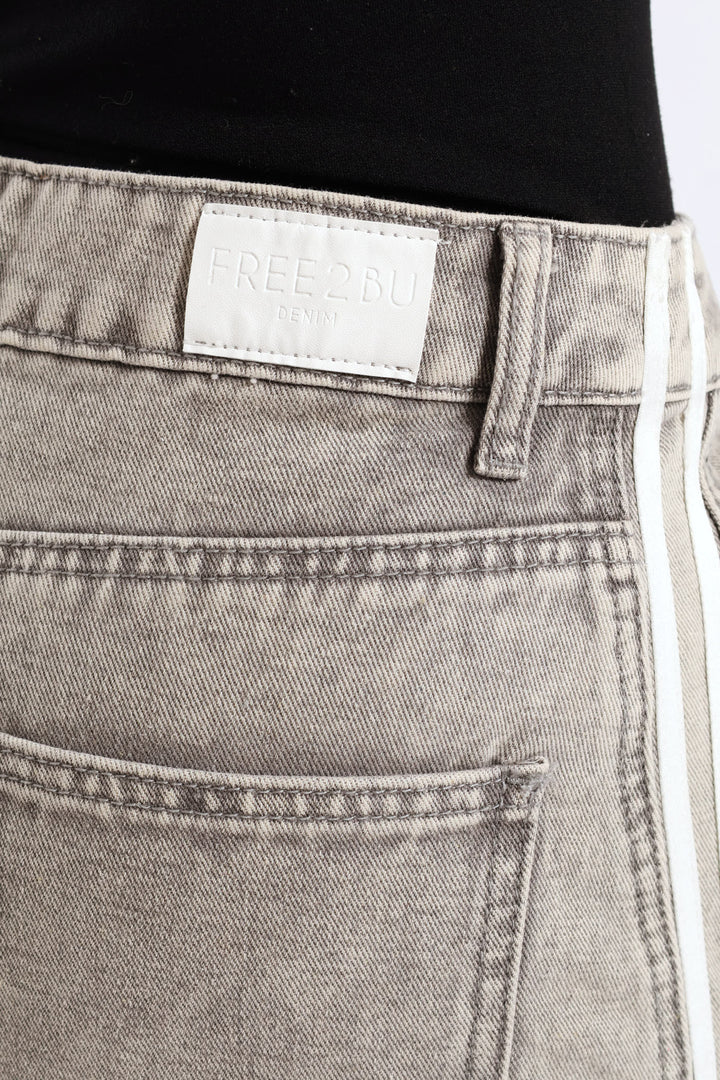 Side Stripe Balloon Jean - Grey