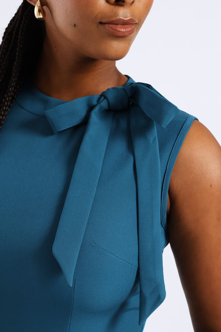 Tie Neck Jumpsuit - Teal