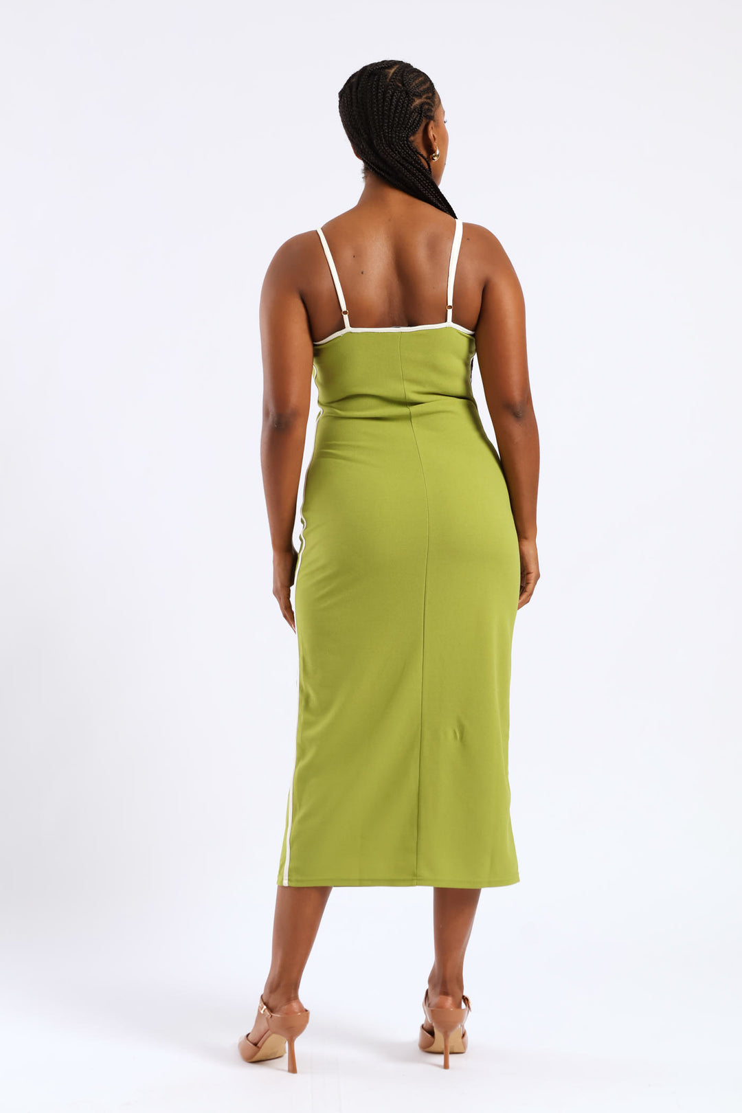 Panelled Contrast Bodycon Maxi Dress - Chartreuse