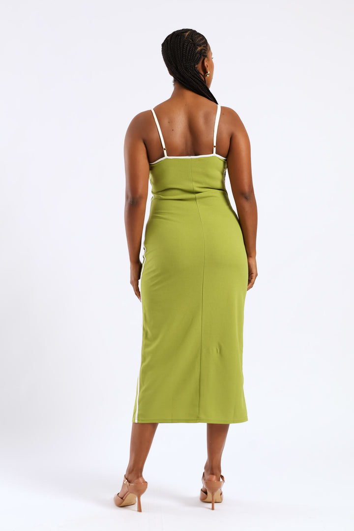 Panelled Contrast Bodycon Maxi Dress - Chartreuse