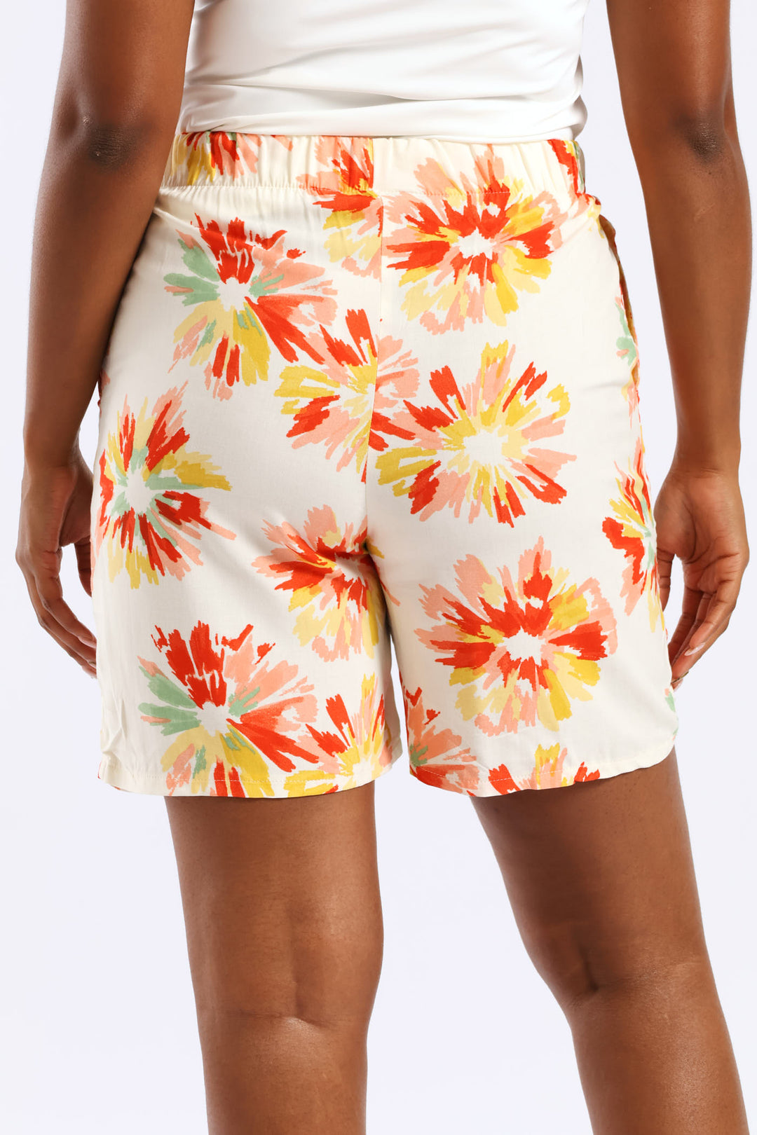 Pull-On Self Tie Floral Mid Thigh Short - Multi