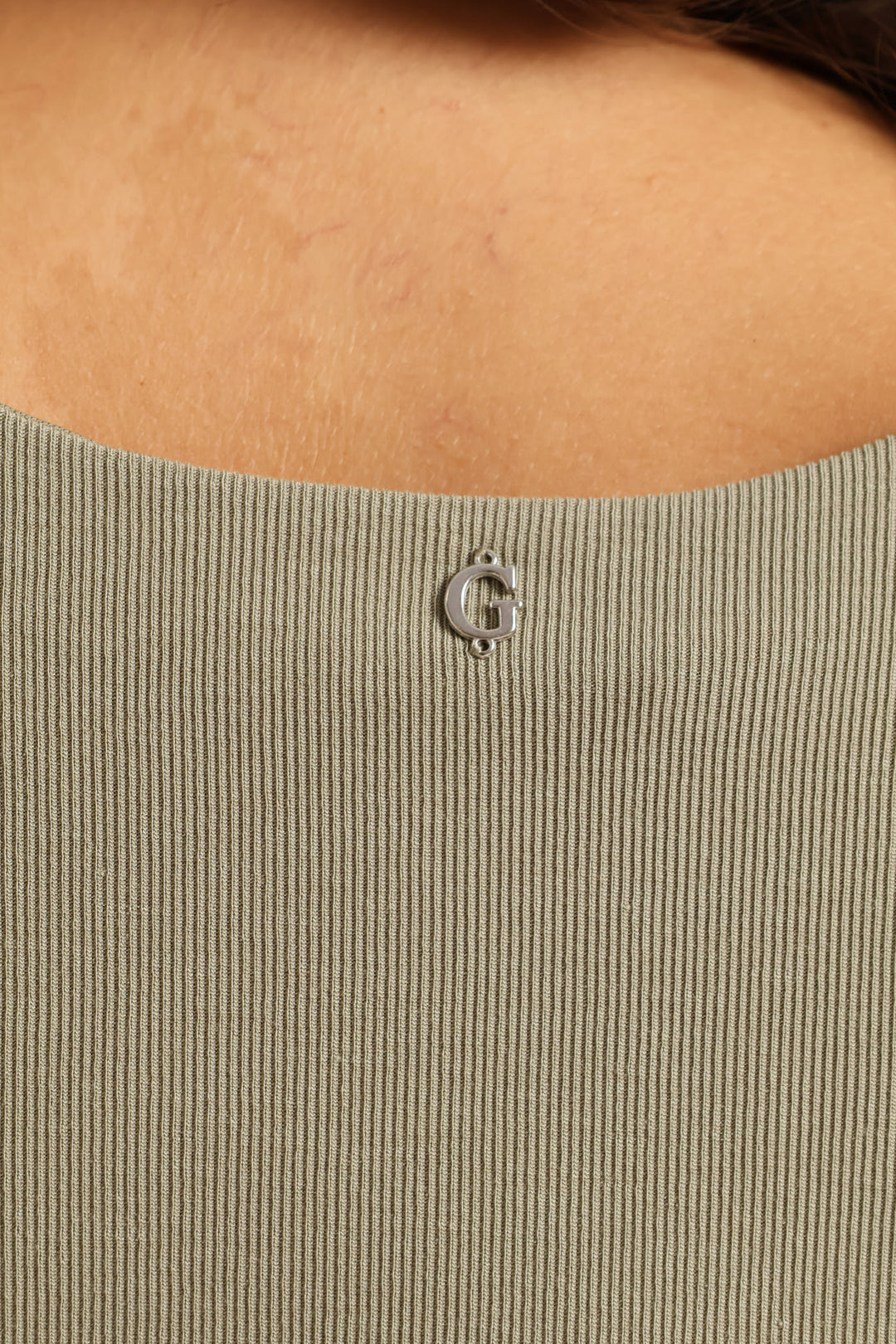 Aimee Jewel Drape Top - Moss Green