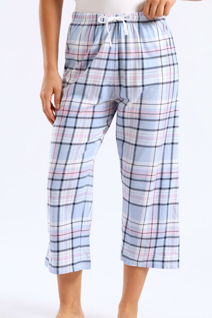 Tartan Capri Pant - Light Blue