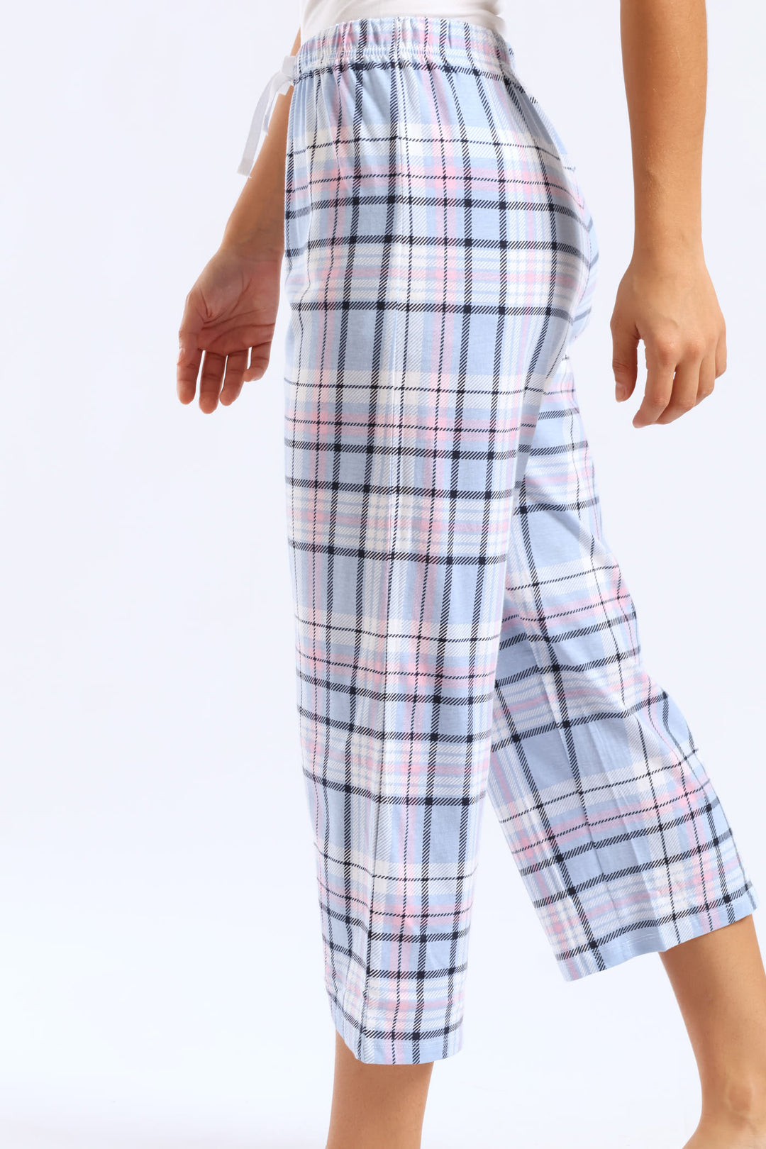 Tartan Capri Pant - Light Blue