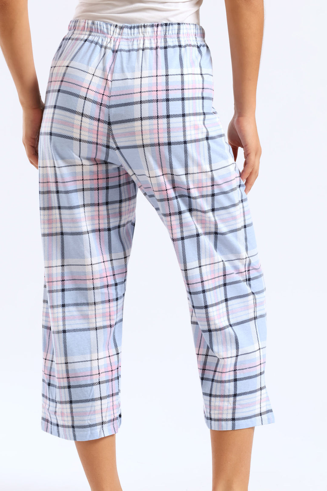 Tartan Capri Pant - Light Blue