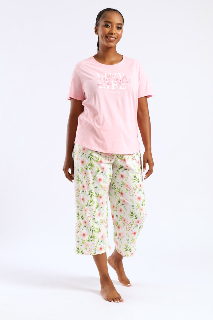 Live Life Tee & Capri Pant Set - Pink