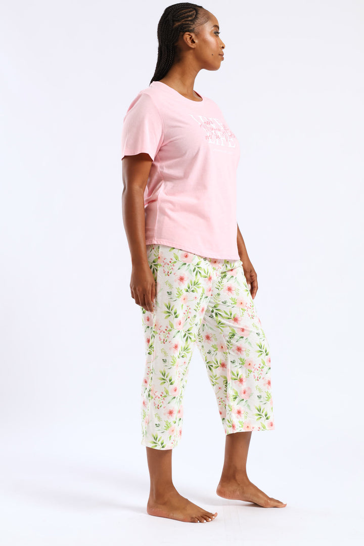 Live Life Tee & Capri Pant Set - Pink