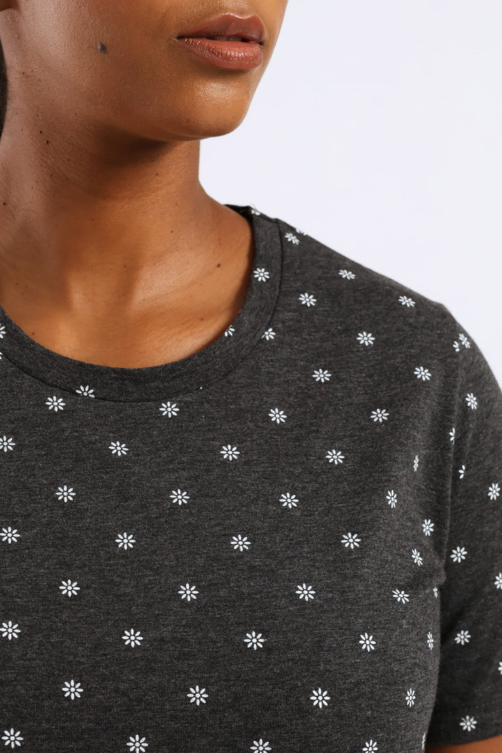 Mirco Spots Short Sleepshirt - Charcoal Melange