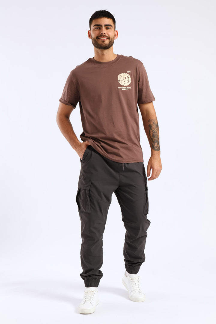 Trippy Vibes Print Tee - Brown