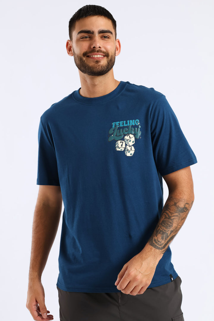 Feeling Lucky Dice Print Tee - Sky Blue