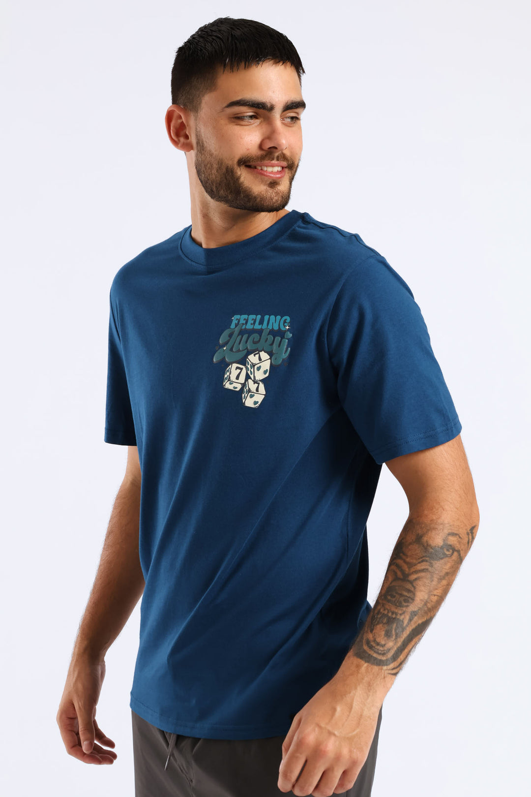 Feeling Lucky Dice Print Tee - Sky Blue