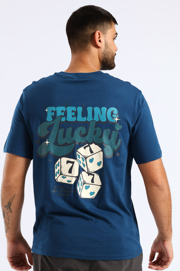 Feeling Lucky Dice Print Tee - Sky Blue