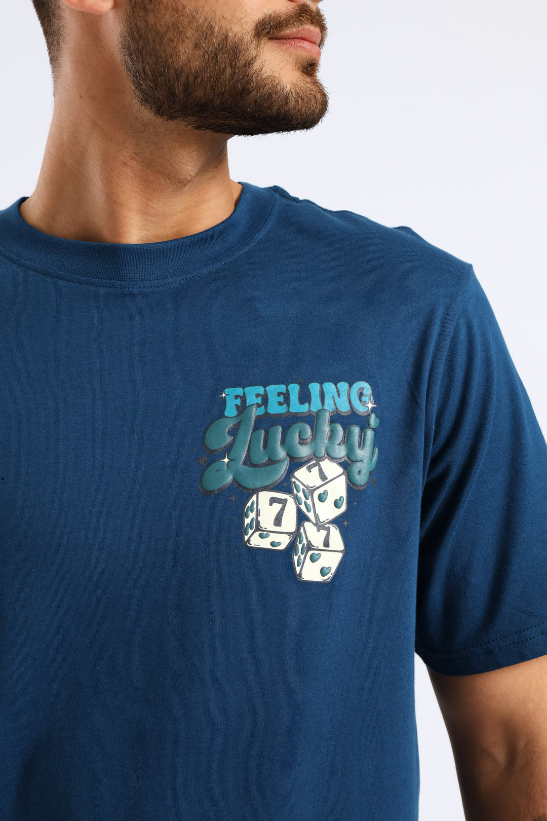 Feeling Lucky Dice Print Tee - Sky Blue