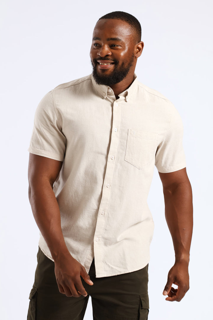Short Sleeve Slub Shirt - Stone