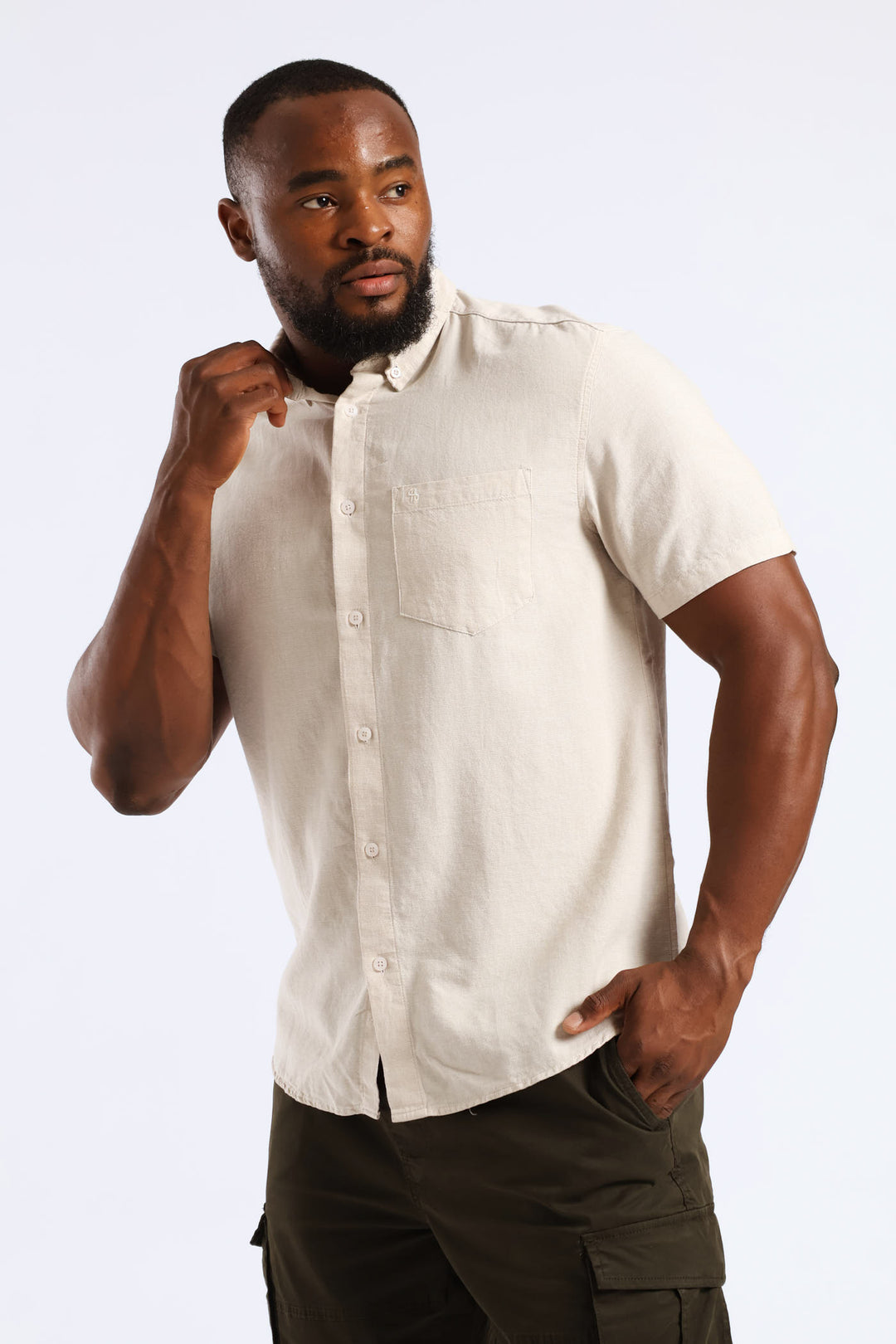 Short Sleeve Slub Shirt - Stone