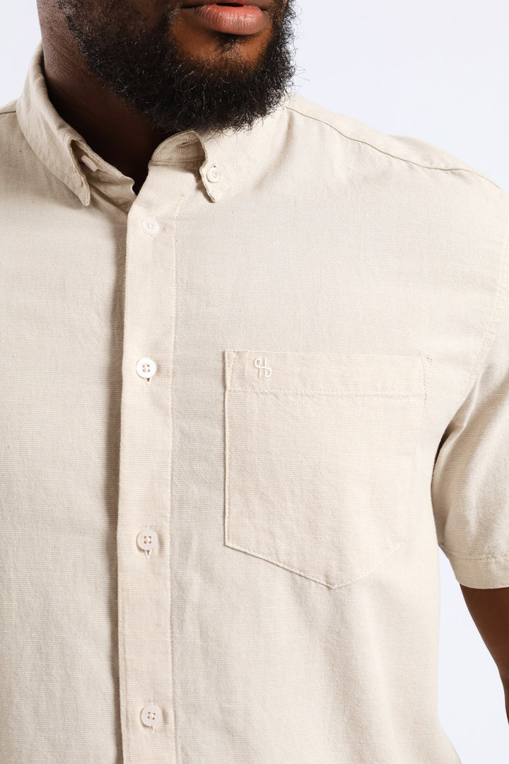 Short Sleeve Slub Shirt - Stone