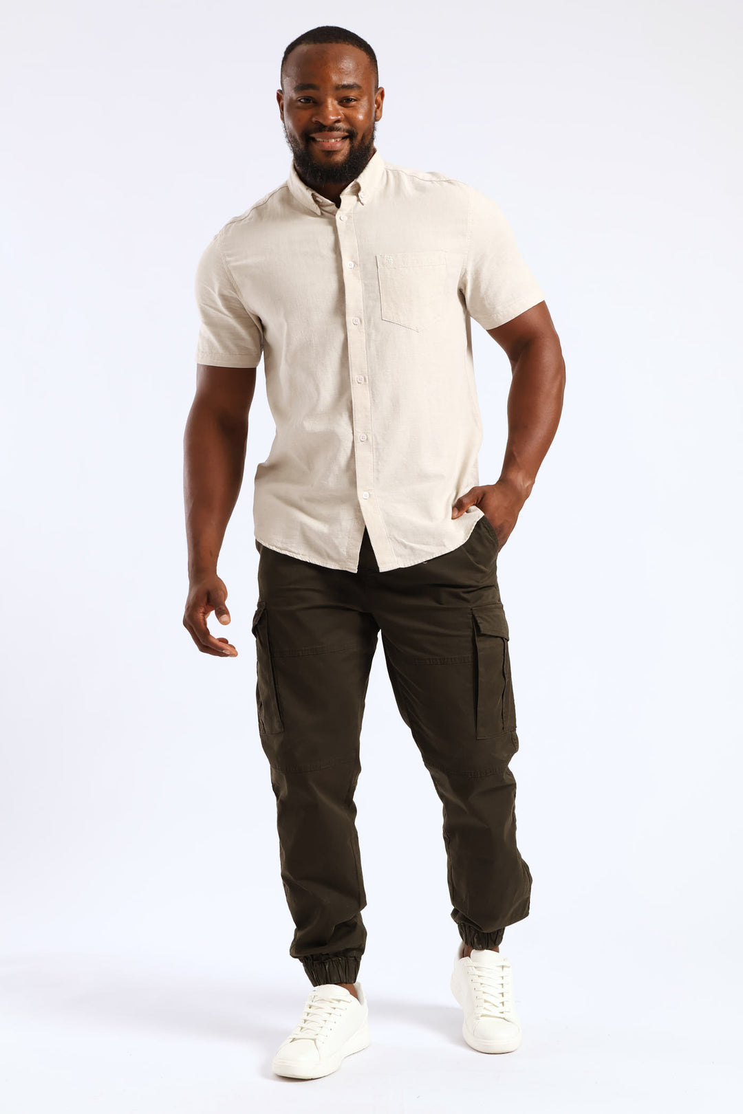 Short Sleeve Slub Shirt - Stone